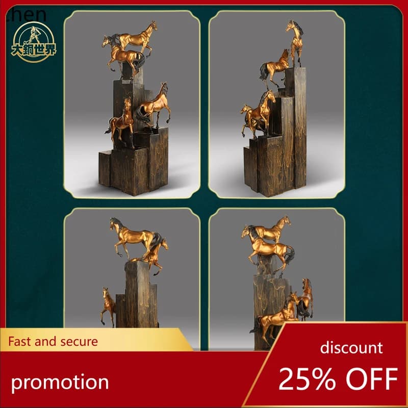 HXL Bronze Horse Ornament Office Decoration Living Room Desktop Elegant Craft