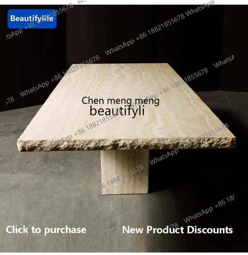 178cqy Natural Roman travertine marble dining table Square dining table Ancient French Nordic dining table