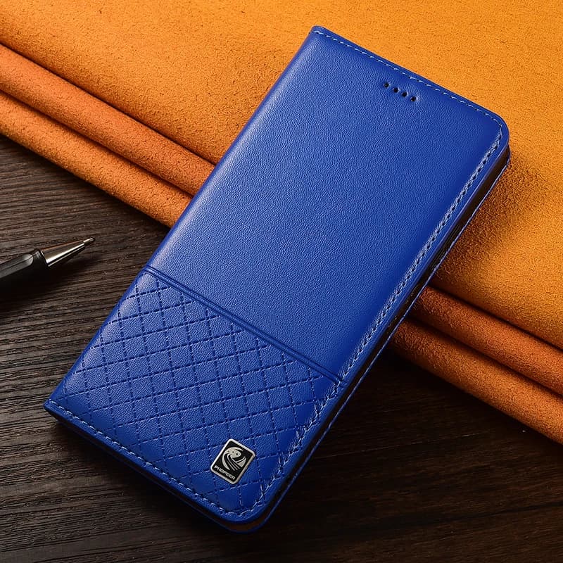 Genuine Leather Flip Case For iQOO Z1 Z3 Z5 Z6 Z6X Z7 Z7X Z8 Z8X Z9 Z10 Z11 Tubro Pro Plus Phone Cover Card Case Napa Below Grid