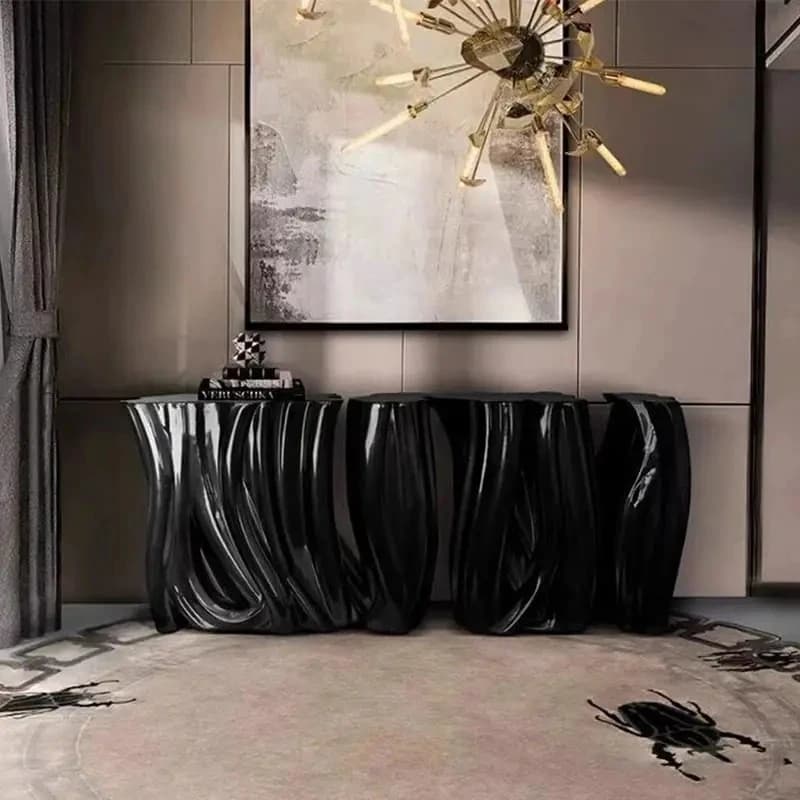 J Designer Light Luxury Fiberglass Special-shaped Entrance Model Room Sales Office Art Decoration Strip Case End View Table