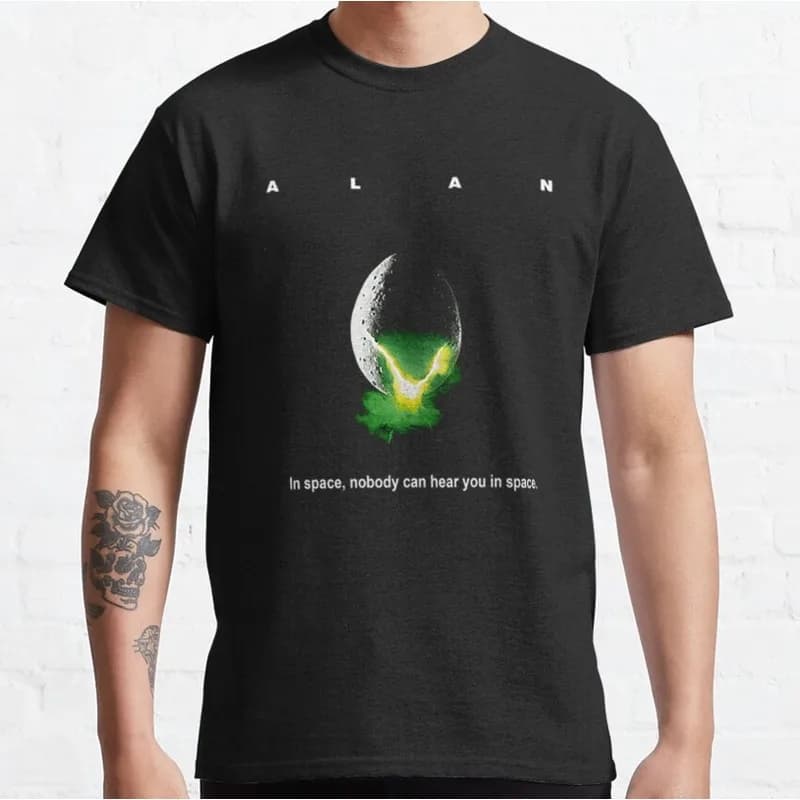Alan - Alien parody Movie Graphic T‑Shirt Vintage Sci‑Fi Horror Xenomorph Print Tee Unisex Short Sleeve Casual Streetwear S-6XL