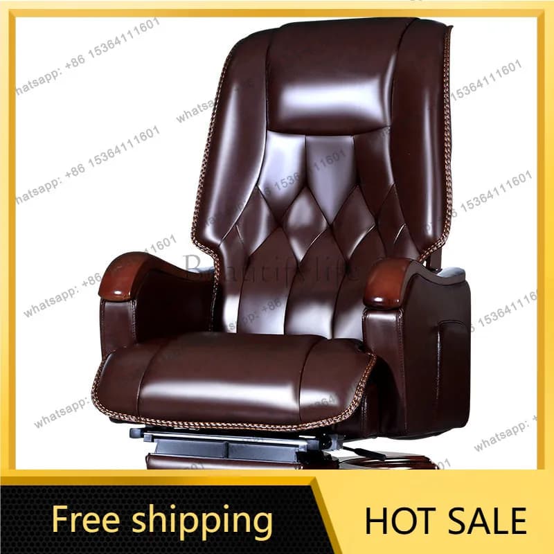 XX. Household leather solid wood office chair reclining office lifting study chair