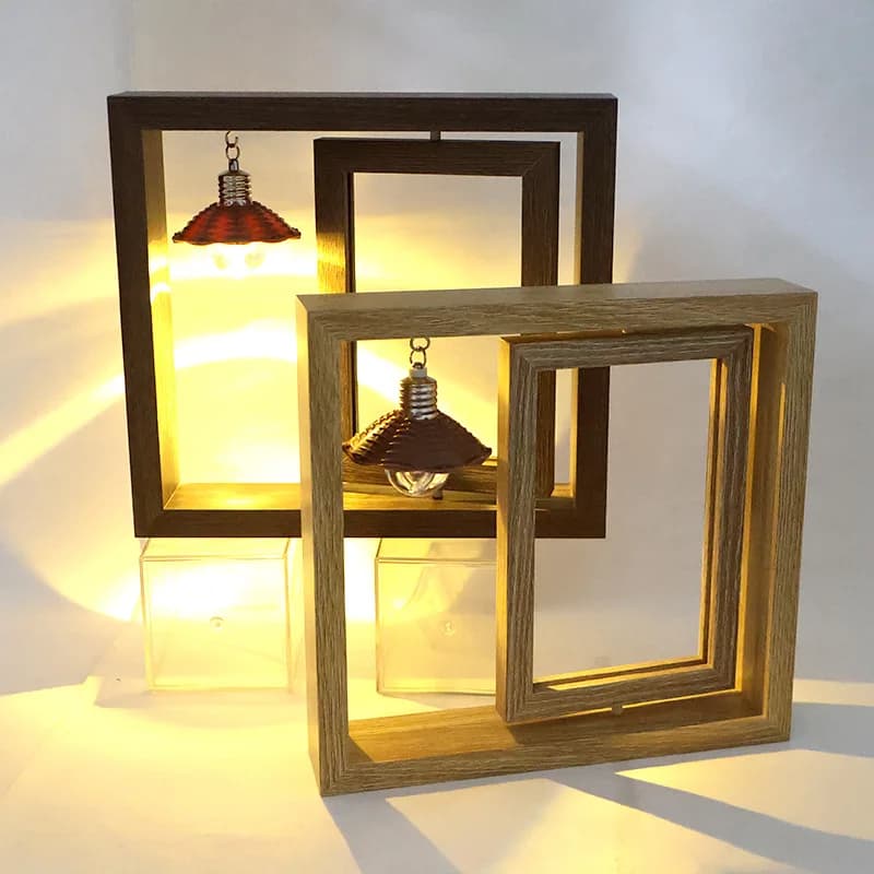 Best Creative Double-Sided Rotation6Inch  with Light Stand Personalized Photo Album Couple Commemorative Wooden Photo Frame