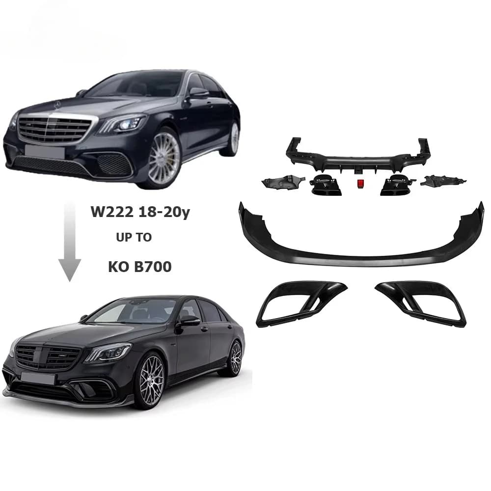 For S63 S65 PP Front Lip and Diffuser for S-Class W222 S63 S65 2017 To 2019 Year To B700 Body Kits Car Accessories Auto Tuning P