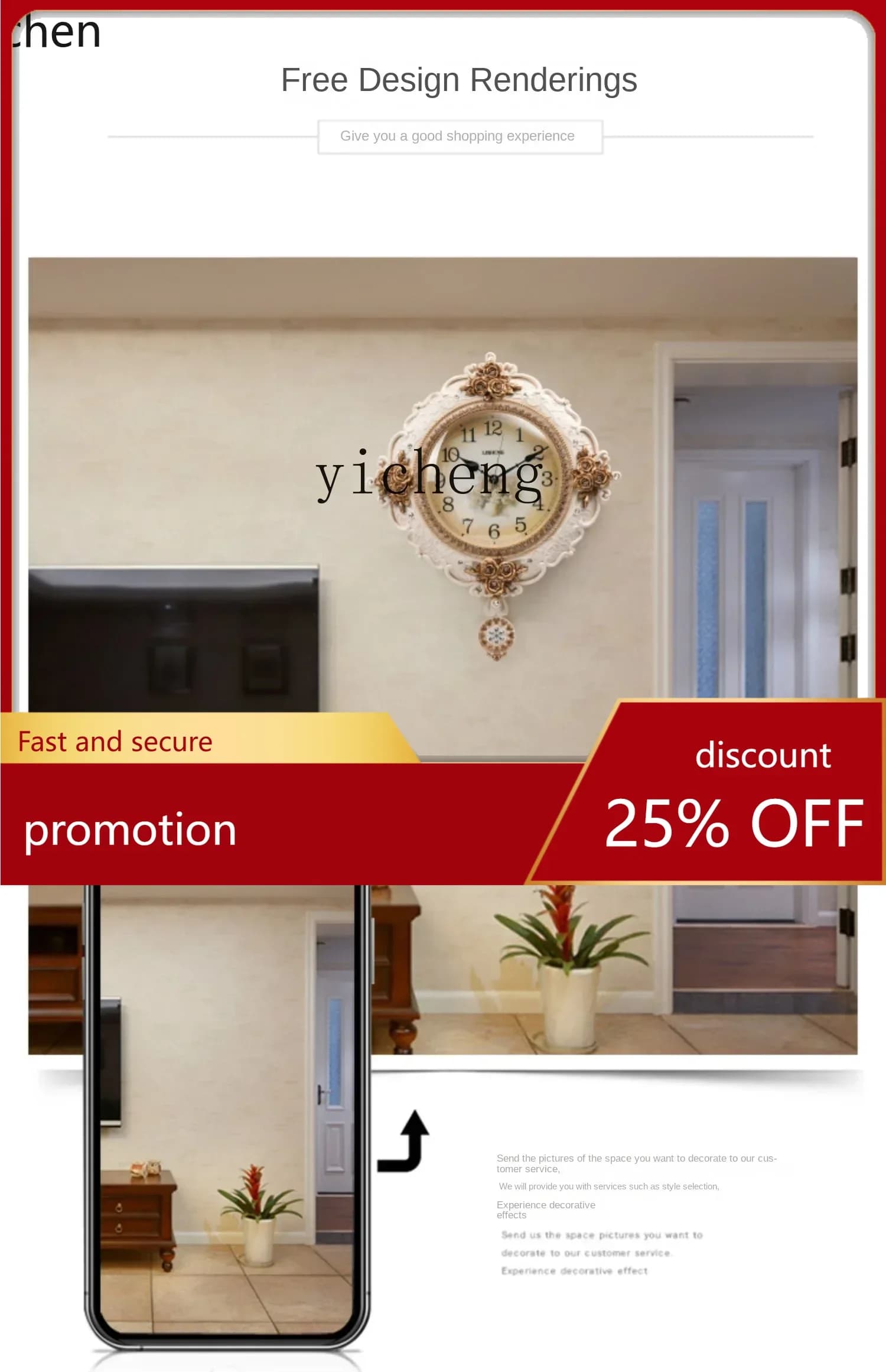 YFY  European-Style Fashion Wall Clock Light Luxury High-End Atmospheric Clock Living Room Pocket Watch Wall Clock
