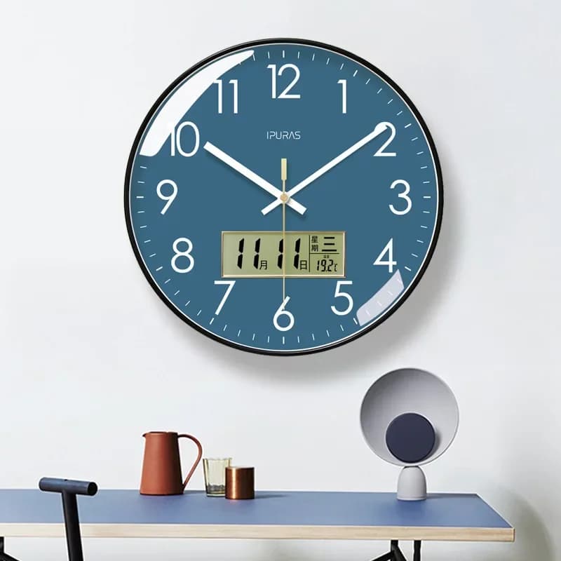 2026 Wall Clock Modern Design Bedroom Living Room Wall Watch Display Calendar Home Silent Sweep Second Fashion Wall Quartz Clock