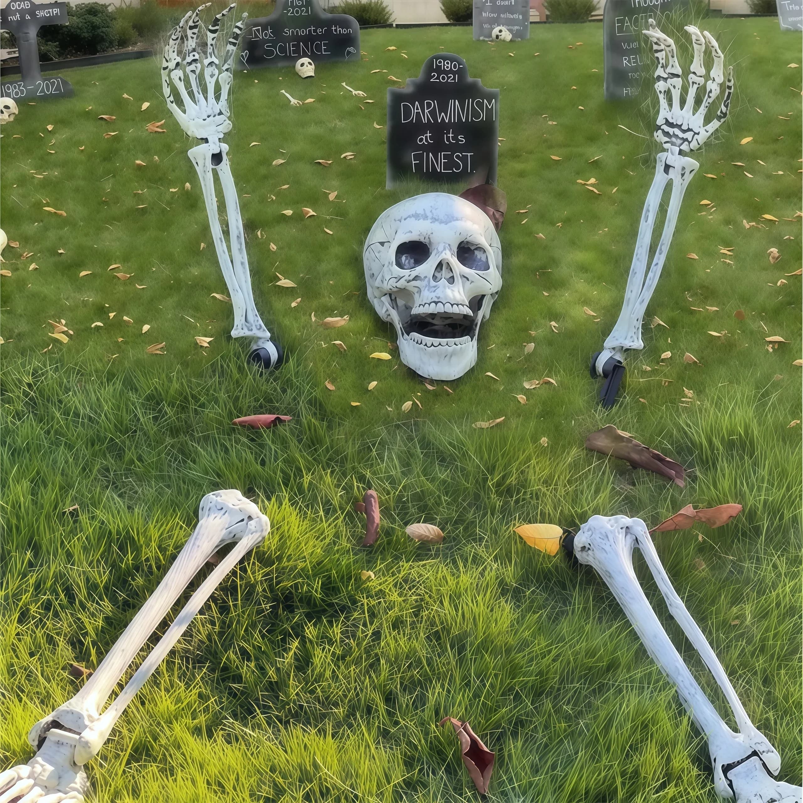 Halloween Skeleton Ground Stakes Realistic Skull Hands Yard Graveyard Haunted House Outdoor Garden Scary Decor Props