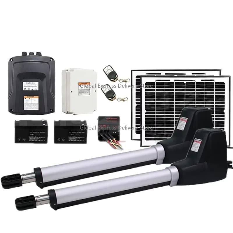 Lockmaster Heavy Black Automatic Gate Opener Solar Panel Compatible Gate Motor for Dual Swing Gate Operators