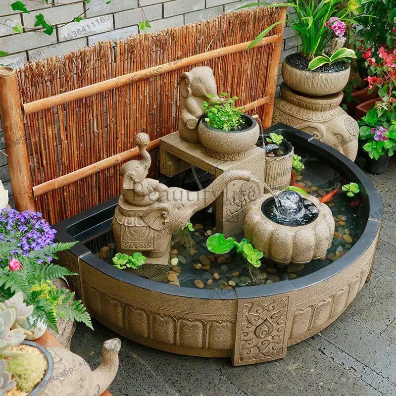 Garden decoration, flowing water fish tank, garden fountain landscaping, water landscape outdoor fish tank