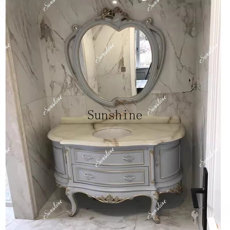 New light luxury European bathroom cabinet oak washbasin combination  FT