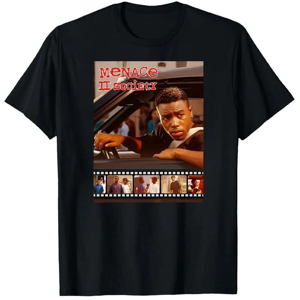 Menace II Society Unisex Shirts 90s Movie Shirt Short-sleev O-neck Tops Men Women Cotton Tee 1993 Original Gang Gangster Film