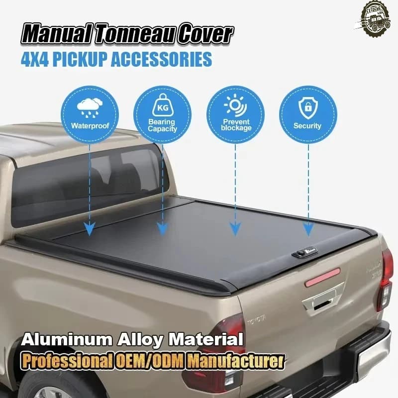 Manufacture Retractable Pickup Truck Bed Roller Lid for Toyota Hilux Manual Tonneau Cover Truck Bed Cover Pickup Truck Bed Cover