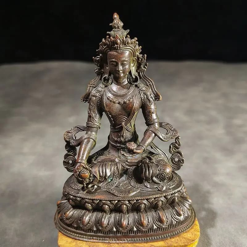 Vintage Tibetan Buddhism Ksitigarbha Buddha Statue Buddhist Guardian Deities Home Altar Decorative Ornaments Desktop Decor