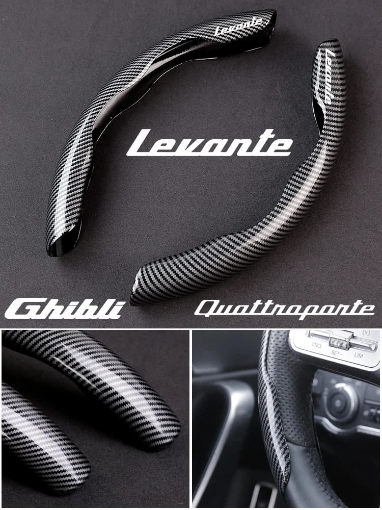 For Maserati Ghibli Levante MC20 Quattroporte GranTurismo Grecale Grancabrio Car Carbon Fiber Texture Steering Wheel Cover