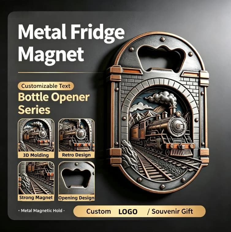 Custom Fridge Magnets Personalized Metal Premium 3D Stereo Bottle Opener Refrigerator Sticker Vintage Metal Refrigerator Magnets