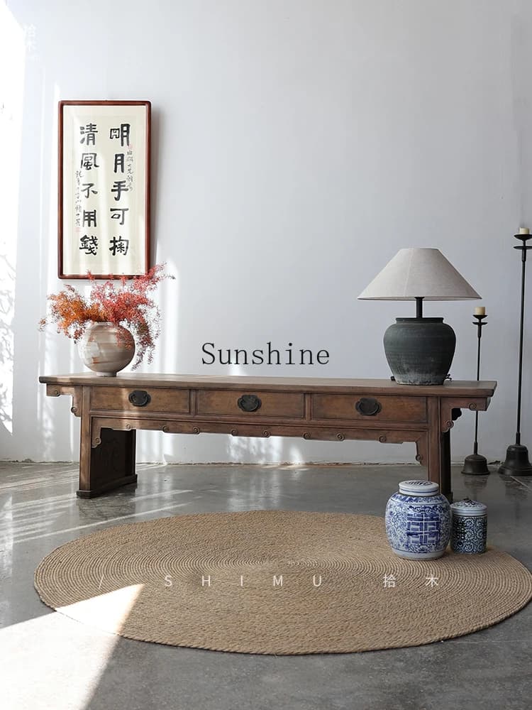 Long TV cabinet living room bedroom solid wood Chinese antique furniture  FT