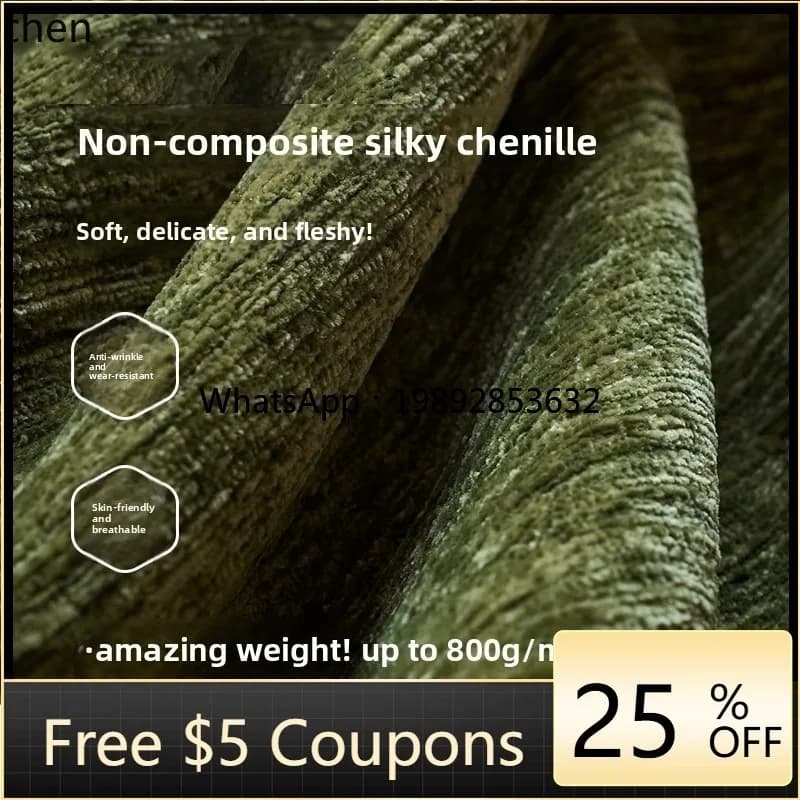 Sofa Retro Sofa Straight Row Living Room Three-Seater Chenille Fabric Sofa
