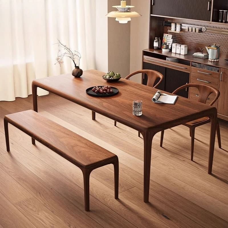 Nordic solid wood dining table household simple long table light luxury log rectangular dining table