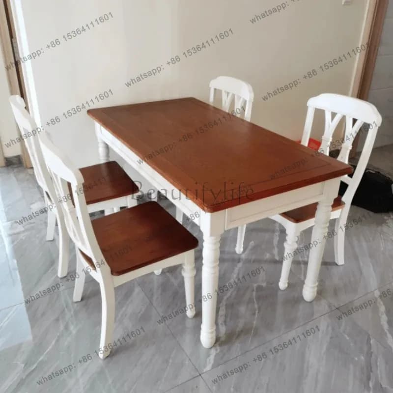 PG Brown White Dining Table Set Design Modern Unique Wooden Hotel Dining Table Salon Luxury French Mesa De Jantar Furniture Home