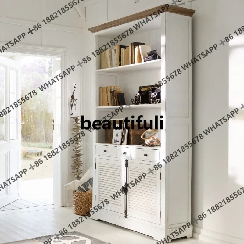Solid wood bookcase, retro old storage, storage, living room wall locker