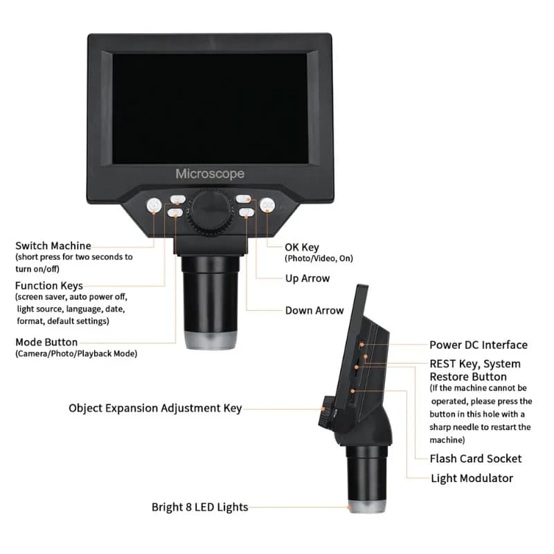 5.5-inch LCD Display Electron Microscope 10 Megapixel Industrial Microscopes Digital Electronic Maintenance Magnifying Glass