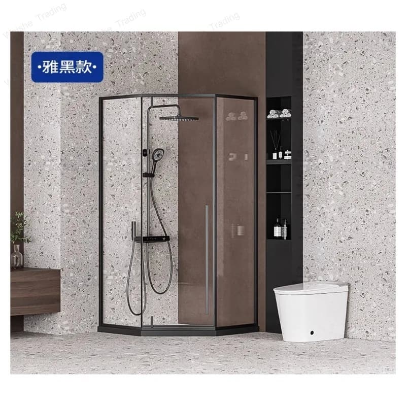 Diamond shower room glass partition inside and outside door dry and wet separation extremely narrow stainless steel full frame