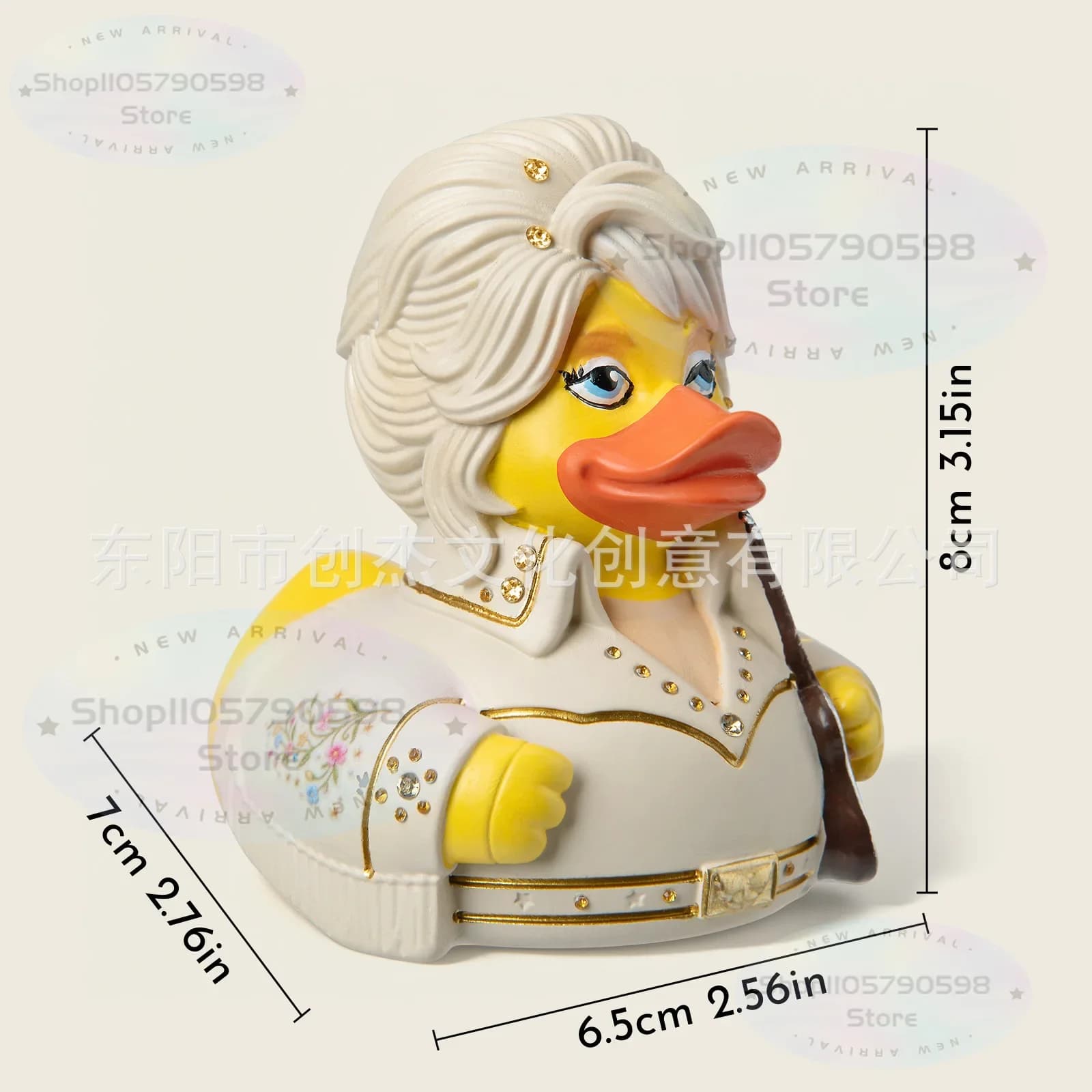 2026 Music Dolly Parton Duck Resin Figurine,Vintage Glitter Fringe Outfit Duck Statue with Guitar,Home Decor Fan Gift