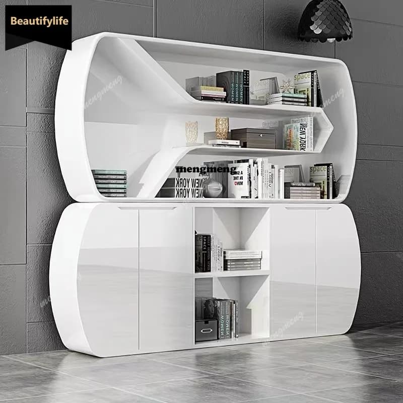 Q181 Italian Minimalist Bookcase File Cabinet Modern Display Cabinet Simple Background Office Storage Cabinet Home Furniture