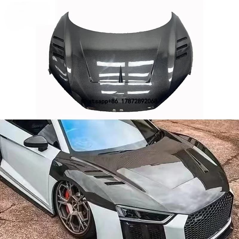 R8 V10 Carbon Fiber Hood with Vent for R8 2016-2023