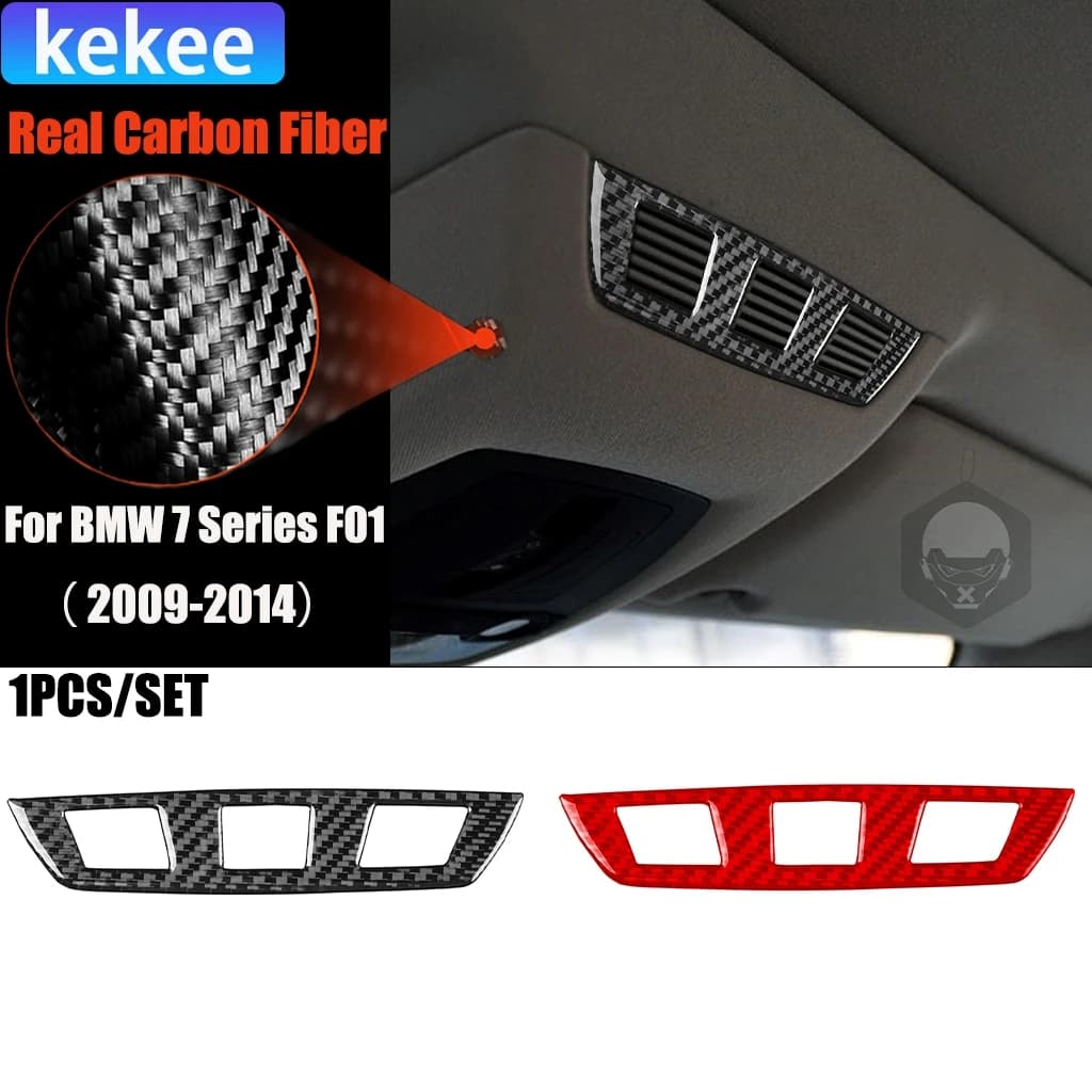 Carbon Fiber Car Accessories Front Roof Air Vent Interior Trim Cover Soft Sticker For BMW 7 Series F01 730li 740li 750li 2009-14