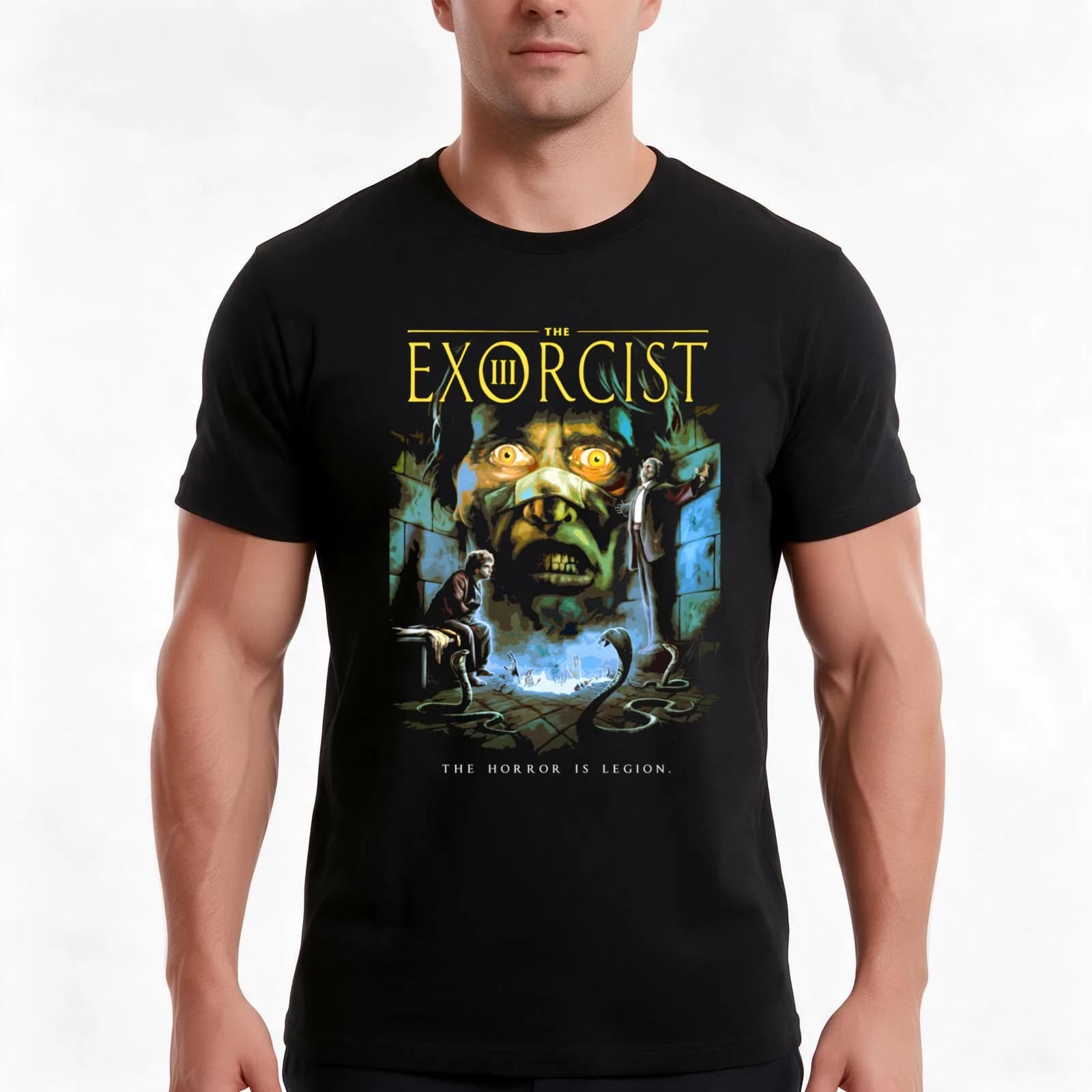 The Exorcist Classic T-Shirt, Summer Casual Cotton Tee, Oversized Streetwear Tops, Vintage Graphic Print, Loose Fit Short Sleeve