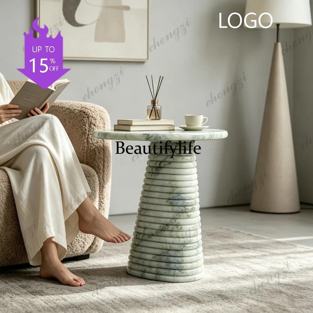 M132 Italian high-end natural marble round edge table designer creative side table small coffee table
