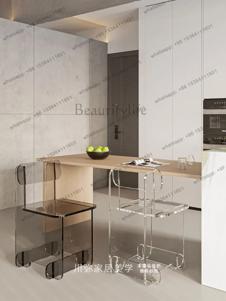Minimalist acrylic chair backrest simple modern home dining table and chairs