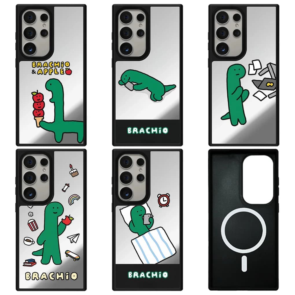 Cartoon Dragon Work Mirror Magnetic Case for Samsung Galaxy S23 S24 S25 Ultra S25+ Plus Protective Shell Cartoon Magic Show