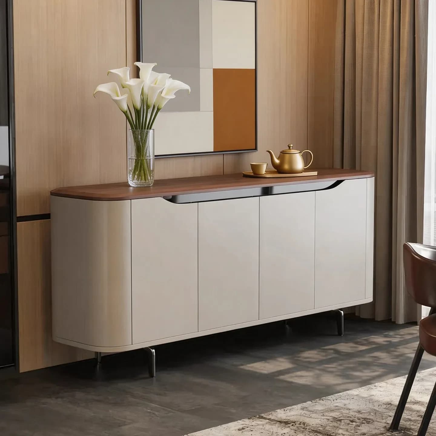 HYS Italian minimalist marble dining side cabinet Modern minimalist living room wall storage cabinet