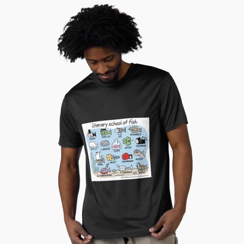 literary school of fish Gift t shirt for fisherman 100% cotton printed tee Short Sleeve Graphic Clothes All size tops S-6XL