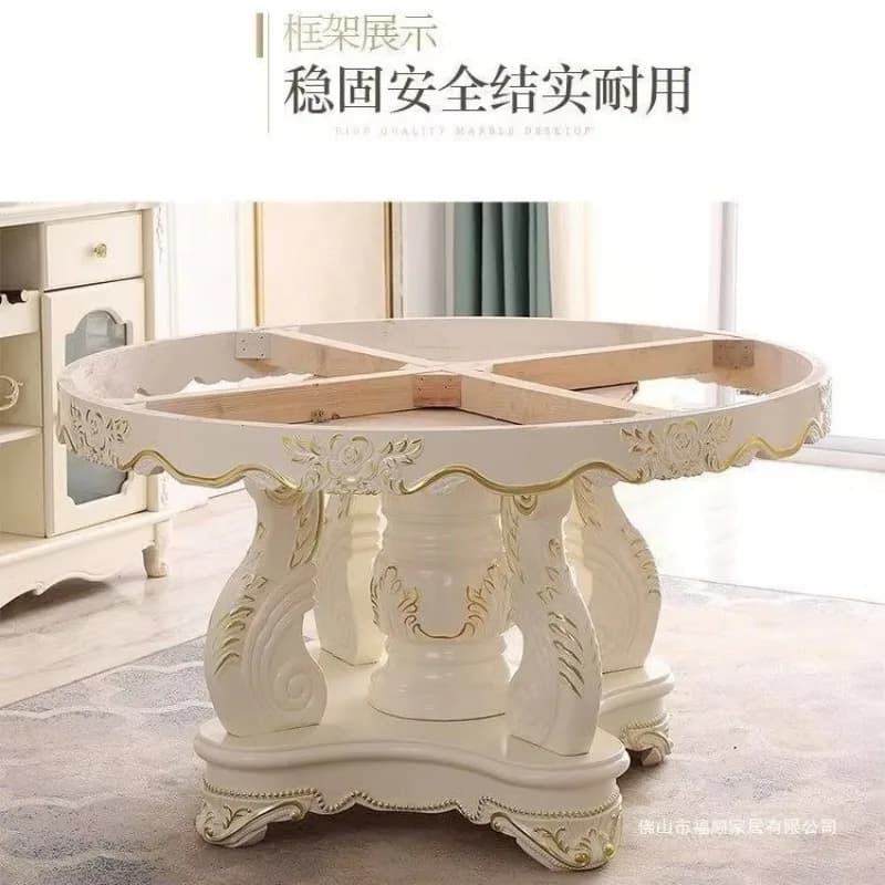 DSA solid wood European round carved dining table French dining table six chairs high-end set combination dining table large