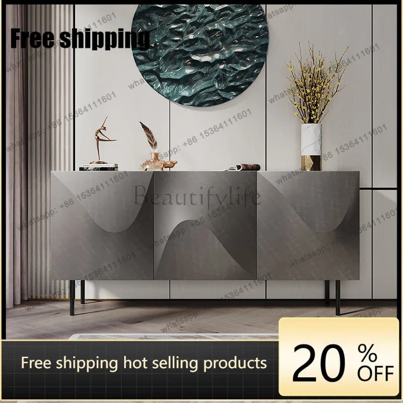 Hot Italian light luxury door cabinet, living room is decorated with paint against the wall, modern simple storage side cabinet