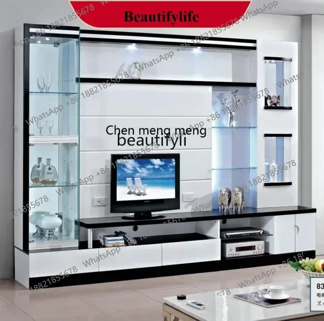 D178  Integrated cabinet living room combination multi-functional glass cabinet door storage, TV wall cabinet