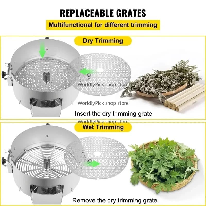 16 Inch Bud Leaf Trimmer Electric & Manual Hydroponic Plant Cutter for Dry Wet Flowers Leaves Twisted Spin Cut Machine