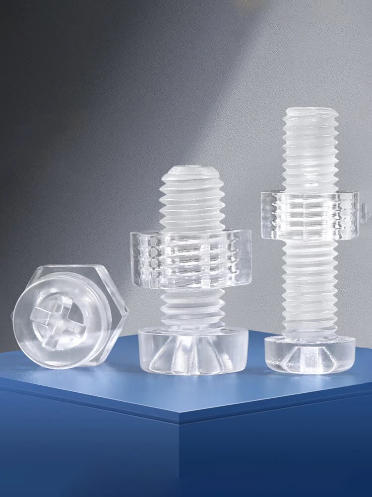 PC transparent round head cross screw nut combination plastic screw aquarium fish tank electrical handicraft M2.5M3M4-M8