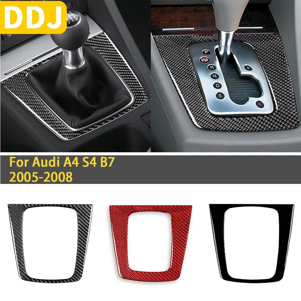 For Audi A4 S4 B7 2005 2006 2007 2008 Accessories Carbon Fiber Car Interior Auto Manual Gear Cover Trim Sticker Decoration