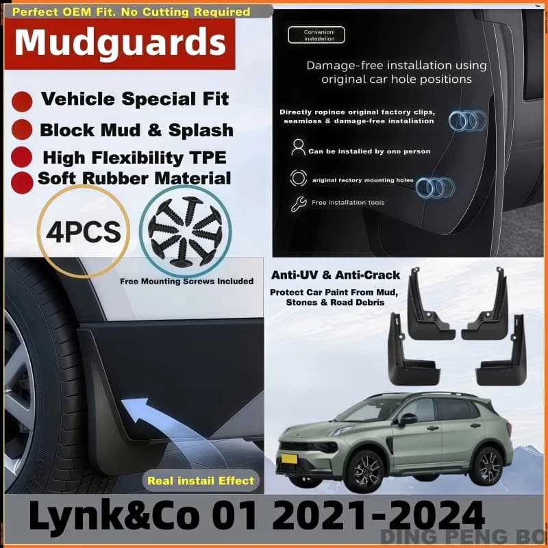 MudFlaps For LYNK&CO 01 2021- 2025 LYNK CO Mudguards Mud Flaps Splash Guards Front Rear Wheels Fender Car Accessories 4Pcs