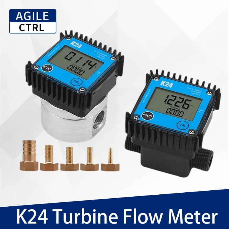 K24 Micro Turbine Flow Meter G3/8" G1/2" Digital High Pressure Turbine Flowmeter Diesel Oil Water Liquid Flow Sensor
