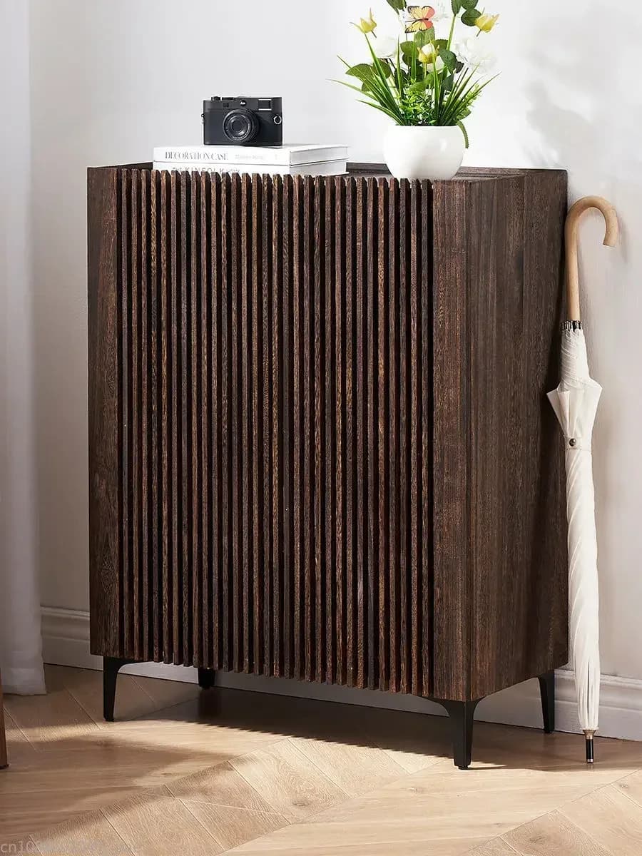 Modern 4-Tier Shoe Cabinet with Doors, Large Wooden Shoe Storage Cabinet with Shelves Shoes Rack Organizer for Entryway Hallway