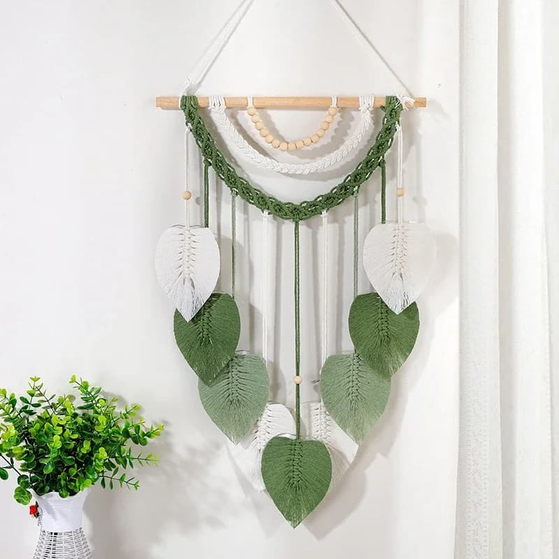 Love Shape Leaf Macrame Hangings Decorations Large Tapestry Wall Hangings Home Decor Handmade Ornaments Door Pendants Gifts