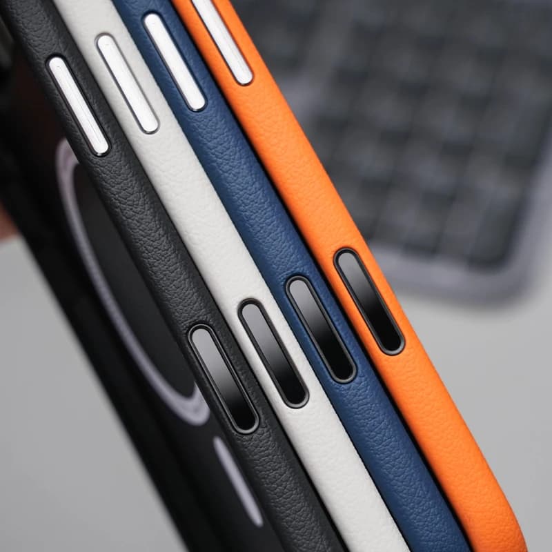 Luxury Original For Magsafe PU Leather Case For iPhone Air 17Pro Max 17Pro Alloy Lens Touch Camera Button Magnetic Phone Cover