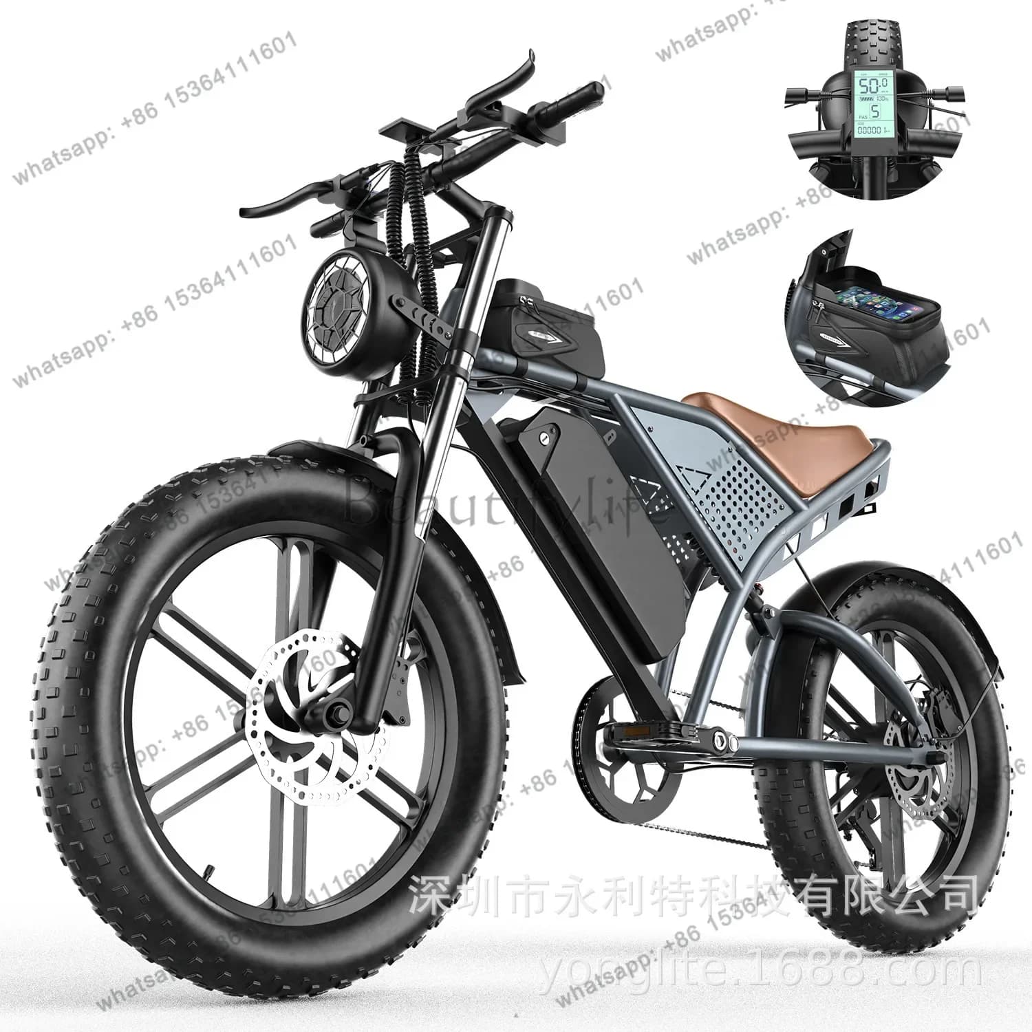 02Retro 20 inch fat tire snow electric bicycle off-road beach foreign trade