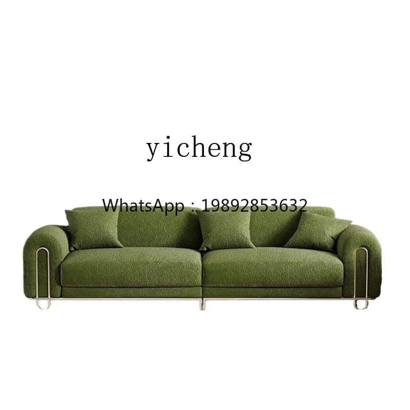 French retro living room B & B simple green straight row fabric sofa