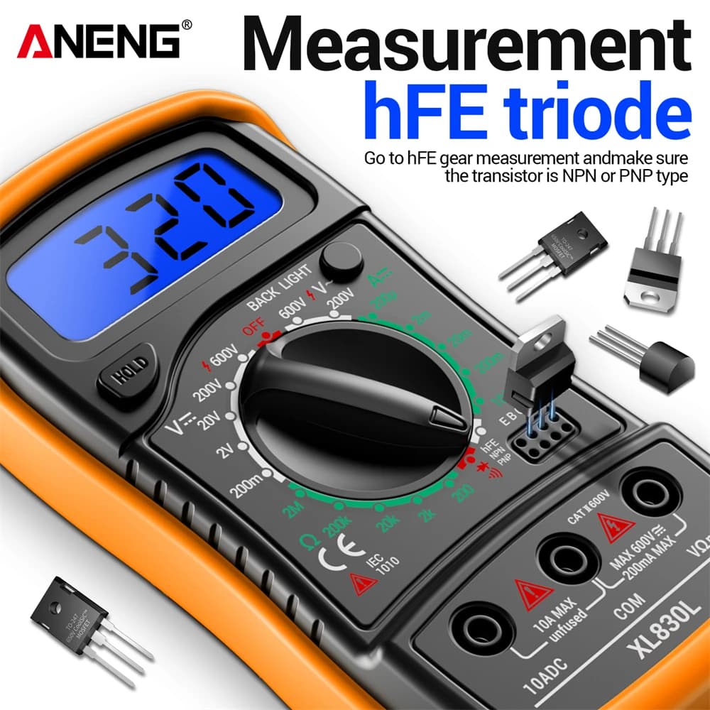 Smart Multimeter Mini AC/DC Voltage Current Tester 1999 Counts Resistance Diode HFE Buzzer Multimetro Detector Tool ANENG XL830L
